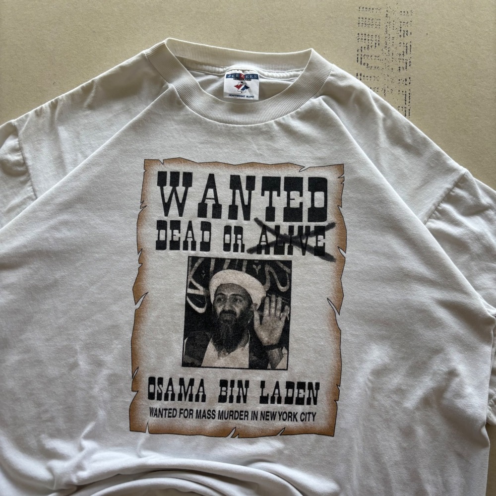 Y2K Vintage Osama Bin Laden Wanted Dead‎ or Alive T-shirt